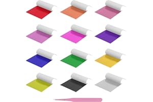 APOMOONS 120 Feuilles Imitation Feuille d'or 12 Couleurs 8.5 X 8 cm avec Pince à épiler Feuille d'or pour Décoration de Meubles Décoration Ongles Nail Art Création DIY