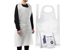 RAP GLOVES Disposable Aprons Multipurpose Strong Waterproof Plastic White Pack of 100 Aprons in Bulk Flat Pack Sizes Ideal for Catering, Cooking, Clinics, Hospitality & Workplace Protection.