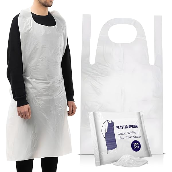 100 X Disposable Polythene PE Aprons – Blue - UK