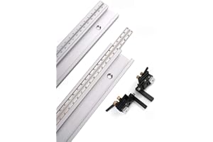 ArtisanShow 600mm 45 Type T-tracks with Movable/Fixed Scale Aluminum Alloy T-tracks Slot with Left/Right Type Accurate Miter Track Stop Table Saw Accessories for Woodworking DIY Tools (Fixed Scale)
