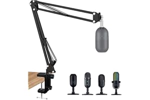 SUNMON Microphone Boom Arm for Razer Seiren Series, Adjustable Metal Suspension Stand with 3/8" to 5/8" Adapter & Desk Clamp, for Studio & Gaming (Max Load 1.4kg)