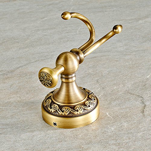 Weare Home Retro Solide Kupfer Doppelt Handtuchhaken Handtuchhalter Handtuchstangen, Minimal Klassic mit Einschnitt Bronze Beschichtung Wandmontage Haltbar Badzubehör Badaccessoires Dekor für Küche - 2