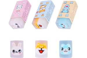 JOYSKY 3 sztuki gumek do ścierania dla dzieci, do szkoły, miękkie, piękne zwierzęta, zestaw upominków urodzinowych dla dzieci, przybory szkolne, artykuły piśmiennicze