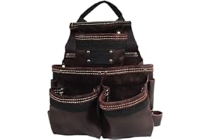 WORKGEARUK Work Gear Uk 9 Pocket Jumbo Tool Pouch in Heavy Duty Split Leather oil-Tan Finish WG-PX29