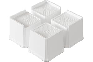 Lutown-Teen Bed Risers 4 Inch Heavy Duty 4 Pack L-shaped Bed Furniture Elevators 1,500 lbs Lifts Up Riser for Sofa and Table, White