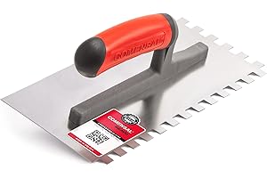 COMENSAL Zahnkelle 10 mm - Profi Edelstahl Glättekelle - Zahnspachtel zum Verlegen von Fliesen - Ergonomisch Griff - Made in EU - 280 x 130 mm