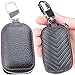 Price comparison product image Semoss Genuine Leather Key Case Wallet for Women and Men Car Keychain Holder Pouch Wallet Bag Protection Organiser Case Cover Black 9.0 X 5.4 CM