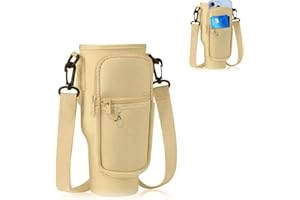 JAMSSOW Custodia Porta Borraccia Tracolla per Stanley Cup 40oz,con tracolla regolabile,portachiavi,scomparto per cellulare, accessorio per viaggi,corsa,ciclismo,albicocca