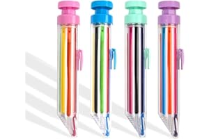 PUZAME 8 in 1 Rotatable Multicolor Crayons, 4 Pack Retractable Crayons Pens Transparent Barrel Oil Pastel Colored Pencil 8 Colors Art Graffiti Painting Crayons Pens Party Bag Fillers Gifts for Students Kids
