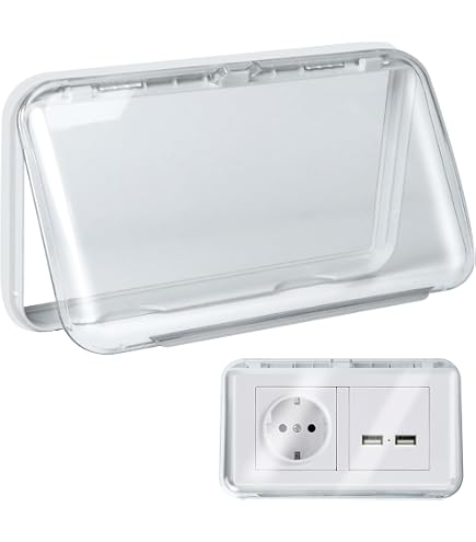 Abaodam Steckdosenabdeckung Für Badezimmer – Spritzwassergeschützt, Transparent, 38,5x13,5x2,5 Cm, Außenbereich Geeignet