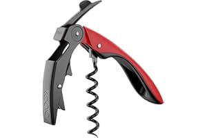 KOALA Professioneller Korkenzieher mit Doppelhebel, Teflonspirale und High Tech Taschenmesser, Edelstahl und ergonomischer Griff, Rot