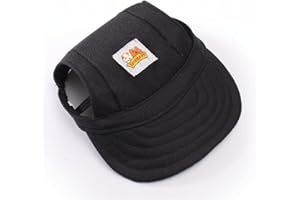 leconpet Baseball Caps hats with Neck Strap Adjustable comfortable Ear Holes for small Medium and Large Dogs in Outdoor Sun Protection (XL, Black)