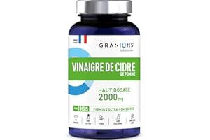 GRANIONS - Vinaigre de Cidre de Pomme 2000 MG - Coupe Faim & Perte de Poids - Probiotique Naturel - Vinaigre de Cidre Perte de Poids - Confort Digestif - Made in France - 90 Comprimés