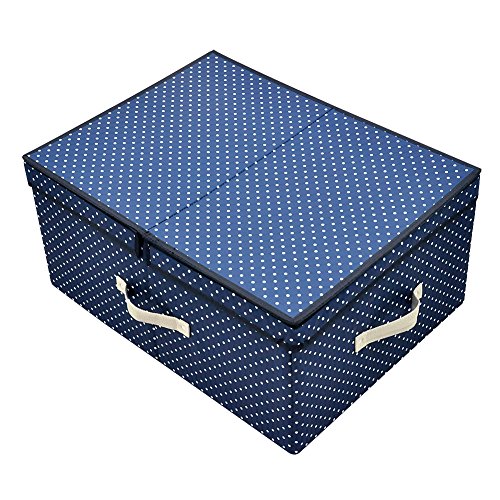 Jumbo Größe, faltbar, dicke Polyestergewebe, Lagerplätze , Kleidung Veranstalter Box mit Deckel und herausnehmbaren Einteilungen, 60 Liter, Blau Dot - 2