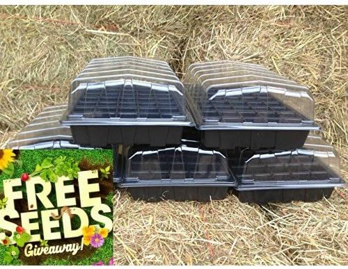 5 X FULL SIZE PROPAGATOR SETS (5 X LIDS, 5 X SEED TRAYS, 5 X 50 CELL INSERTS)