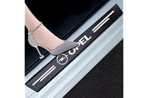 MINGCHUO Lot de 4 protections pour seuil de portière de voiture, autocollants de protection de seuil de portière en fibre de carbone, protection de seuil de portière de voiture avec logo