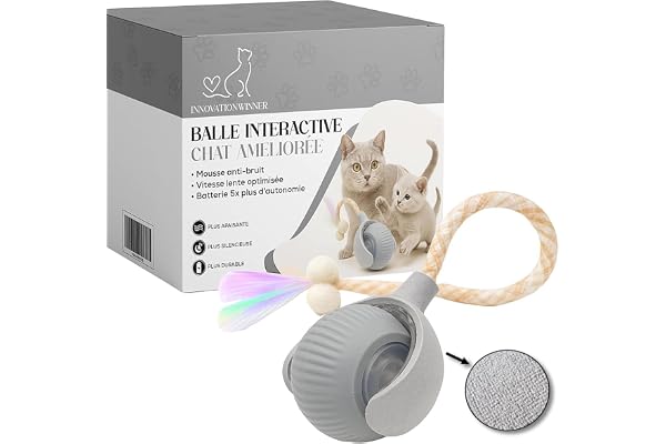 Balle Interactive Chat VERSION AMÉLIORÉE | Jouet Magique Automatique | Jeu D’intérieur Captivant pour Chaton et Chats Adultes | Idéal en Appartement ou Maison grâce a la Boule Interactif