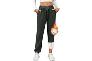 CMTOP Pantaloni Tuta Donna Foderati Pantaloni della Tuta Vita Alta Sportivi Pantaloni Lunghi Caldo Pantaloni Invernali in Pile Casual Comodi Pantaloni Larghi con Tasche e Coulisse