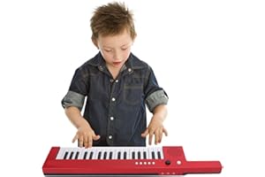 EULBEVOLI 37 Key Keyboard Piano,Portable Guitar Electronic Organ,Mini Keytar Education Musical Instrument,Smart Piano with 32 Note Polyphony,for Boys Girls Beginners to Practice (BF-3755 red)