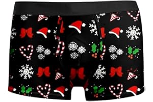 GENERISCH Weihnachtsboxershort Herren Lustige Unterhosen Männer Leicht Bequeme Boxershorts Stretch Weihnachtsunterhose Männer Unterwäsche Christmas Motiv Boxer Shorts Retroshorts Mode Weihnachten Unterhose