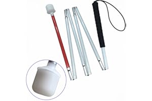 VISIONU Aluminio Baston Blanco para Ciegos y Baja Vision Plegable, 6 Secciones
