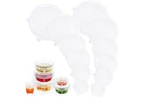 MARVOREM Coperchi in silicone estensibile cucina riutilizzabili ecologici coperchi silicone coperchi silicone estensibile tappi silicone alimenti coperchio silicone (12 pezzi)