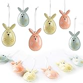 Logbuch-Verlag 12 Easter Pendants Rabbits Easter Bunny 5 cm Gift Pendant Easter Decoration Easter Decoration Pastel Colours f