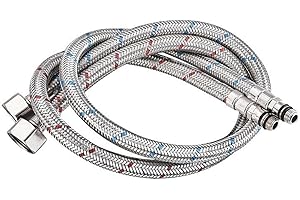 JINJUMEI 2 Piezas Mangueras de Grifo Universal, Manguera de Conexión para Grifo G3/8 x M10 Estándar Latiguillos de Grifería Agua Fría y Caliente 60cm Latiguillo de Grifo Flexible para Cocinas Baños