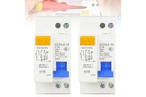 GAOUTO 2 unidades de disyuntores Fi, C16 1P+N, montaje en carril DIN, protección contra sobrecarga, interruptor de corriente residual, AC 230 V, 30 mA, con protección contra sobrecorriente, interruptor FI/LS