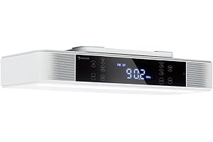 auna KR-140 - Küchenradio, Unterbau Radio, UKW-PLL-Radiotuner, 4.1 Bluetooth, 40 Senderspeicherplätze, LED-Arbeitsflächen-Beleuchtung, wasserabweisendes Touch-Display, Dual-Alarm, weiß