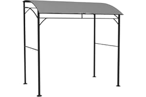 Outsunny 2.2 x 1.5 m BBQ Grill Gazebo Tent, Garden Grill with Metal Frame, Curved Canopy and 10 Hooks, Outdoor Sun Shade, Grey