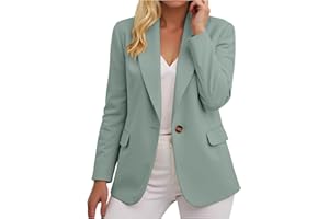 ECUNGWUA Blazer Femme Chic et Elegant Veste Manches Longues Classique Travail Blazers Décontracté Couleur Unie Tailleur Hauts Slim Fit Grande Taille Manteau