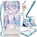 Das Neu Samsung Galaxy S7 Edge Sunroyal Handschlaufe Wallet Case Schutz Hülle für S7 Edge - Cover Flip Tasche mit Kartenfach in Buch Stil mit Kartenfach Standfunktion Magnetverschluss und Hand Wrist + 1x 3.5mm Universal Schleife Kristall Bling Anhänger Strass Diamant Anti Staub Schutz Stecker Stöpsel + 1x Blau Blue Stift Stylus, Dreamcatcher Netzmagen Anhänger Campanula Feder Muster Design