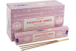 Hari Deals Satya - Fragancias de incienso para sándalas, madera, lavanda, campeón, almizcle, vibraciones, Namaste Nag Champa Reiki Rose 6 paquetes (vibraciones positivas)