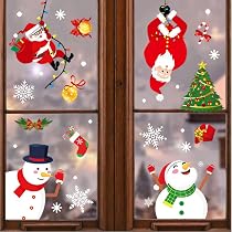 250 Weihnachts-Fensterbilder Selbstklebend – Schneemann, Weihnachtsbaum & Mehr (19,5x29,5 Cm), Wiederverwendbar