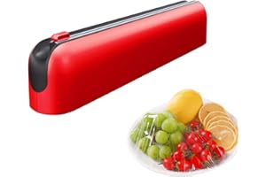 Quasziwa Derouleur Film Alimentaire avec Coupeur - Montage Magnétique sans Percage, Distributeur Papier Aluminium et Film - Coupe Nette, Organisateur de Cuisine Compact pour Rouleaux 31 cm, Rouge