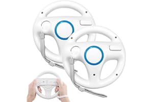 GEEKLIN Volant pour contrôleur Wii, 2 pièces Racing Wheel Compatible avec Mario Kart, Game Controller Wheel pour Nintendo Wii Remote Game