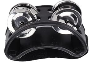 WALFRONT Pied Tambourin Pied Shaker Métal Jingle Bell Instrument de Musique à Percussion avec Sangle en Nylon élastique(noir)