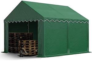 TOOLPORT Tendone deposito 3x4 m PVC 800 N impermeabile tenda capannone con telaio al suolo verde scuro
