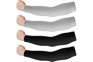 WLLHYF 2 Pairs UV Sun Protection Sleeves Unisex Arm Sleeves Nylon Spandex Tattoo Cover Up Cooling Athletic Sports Sleeves for Men Women Basketball Football Outdoors Activities