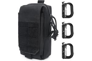 MUCHER Molle torba biodrowa na telefon komórkowy EDC Utility, nerka biodrowa z 3 haczykami, do aktywności na świeżym powietrzu, wędrówek, polowania, treningu, czarny, tornister zestaw