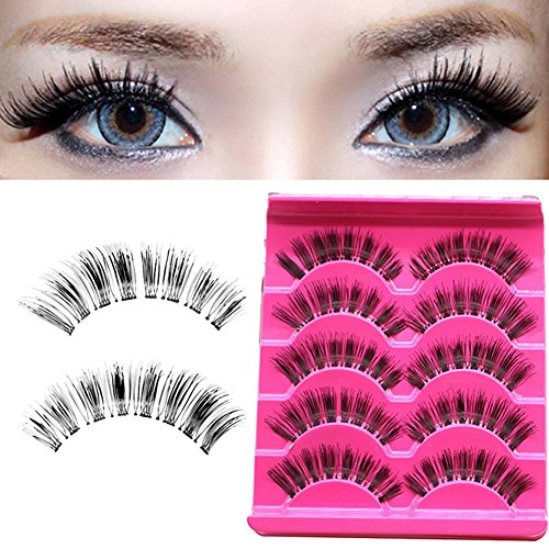 Blue Vessel 5 Paare natürliche lange Wimpern Make-up Handgemachte starke gefälschte falsche Wimpern (a) - 4