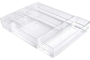 ALPOONS® - Schubladen Organizer (5er C transparent) mit Antirutsch Pads für einen extra stabilen Halt. Organizer Schublade für eine klare Übersicht. Organizer Schminke sorgt für Ordnung im Chaos.