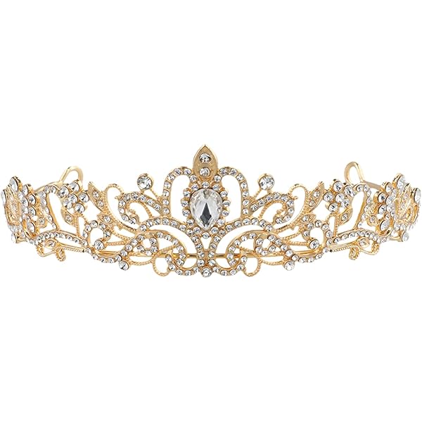 Tiara Kristallkrone Mit Strasskamm, Verstellbar Gold – Für Hochzeit, Geburtstag, Prinzessinnen-Partys