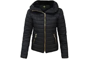 Parsa Fashions Malaika® Ladies Quilted Padded Puffer Bubble Fur Collar Warm Thick Womens Jacket Coat - Available in Plus Sizes (Small to XXL)