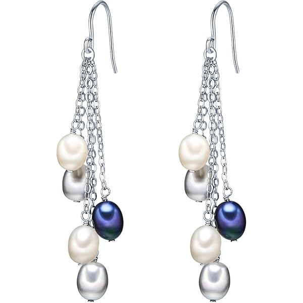 Valero Pearls Dames Parelarmband zoetwater gekweekte Parels 7-8 mm aardappel wit/abrikoos/lila 925 Sterling Zilver - Armband geknoopt echte Parels : Valero Pearls
