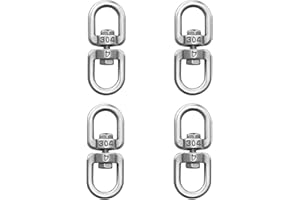 luvtree Lot de 4 crochets pivotants M4 en acier inoxydable à double extrémité, manille pivotante à œil, connecteur porte-clés en métal adapté pour amarrage de bateau, animal domestique, panier