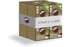Caffè Vergnano 1882 - 128 pz Capsule Caffè Compatibili Lavazza A Modo Mio Compostabili, Oro ( 8 confezioni da 16 capsule)