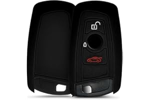 kwmobile Accessoire clé de Voiture Compatible avec BMW (Keyless Go Uniquement) 3-Bouton - Coque en Silicone Souple pour Clef de Voiture Noir
