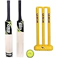 GRS KidsZone Popular Willow Cricket Bat with Wicket Set & 1 Tennis Ball for Kids (Size 3, Age 6-10 Year Old Kids) Multicolor